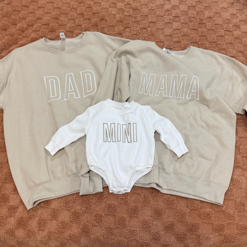 Jerzees Beige and White Family Sweatshirt Set